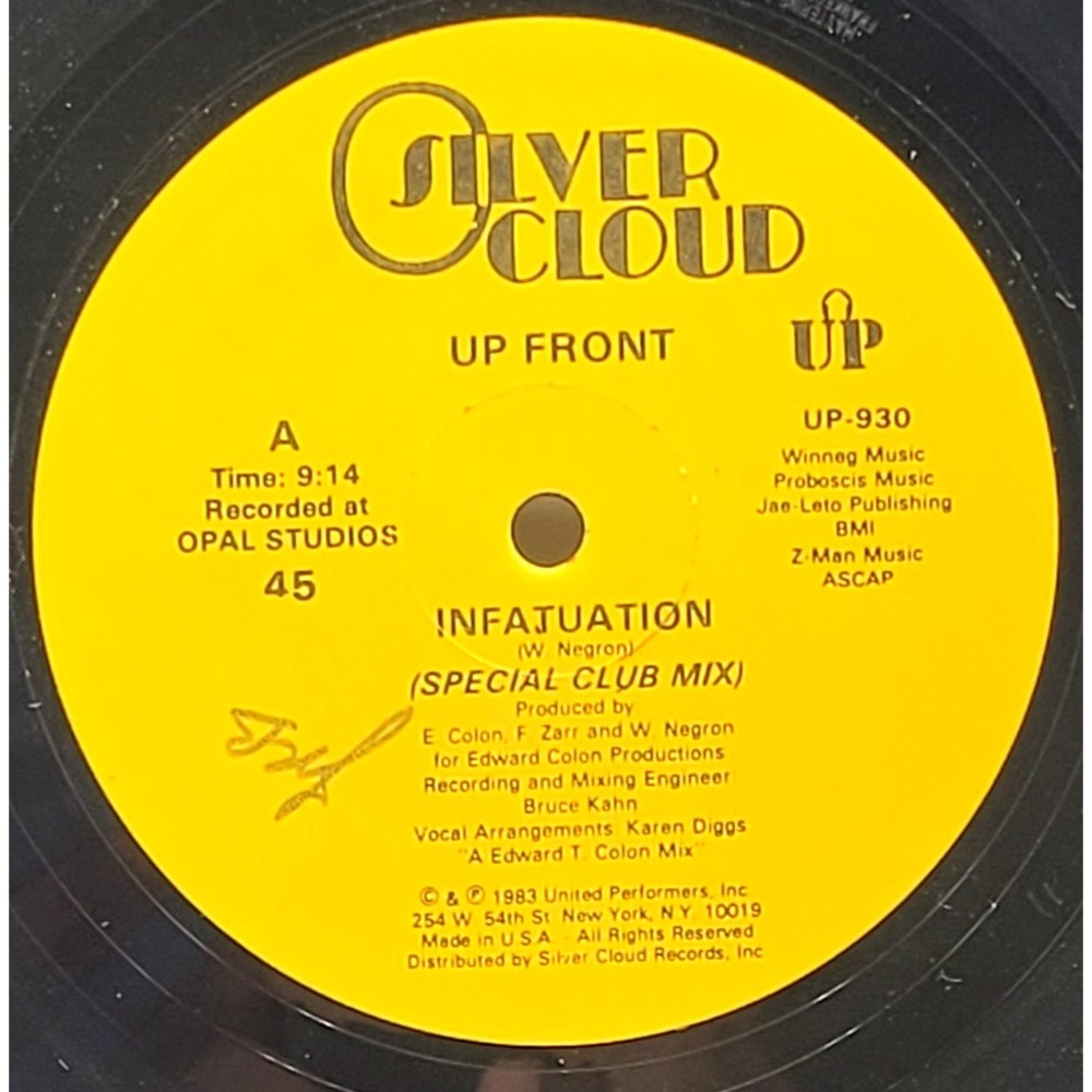 UP FRONT - INFATUATION - SINGLE RECORD SILVER CLOUD